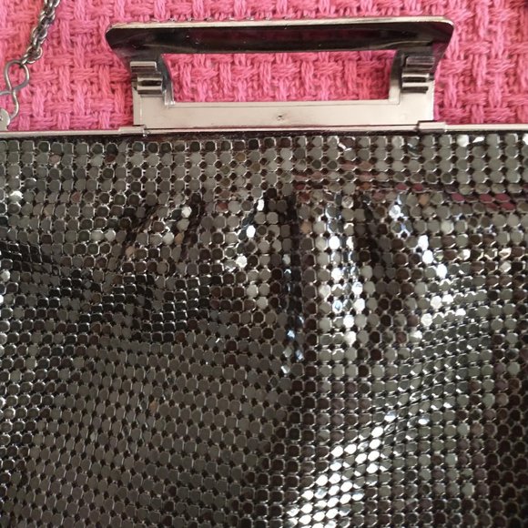 The Limited Black Metal Mesh Clutch Evening Handbag Purse - Picture 7 of 12